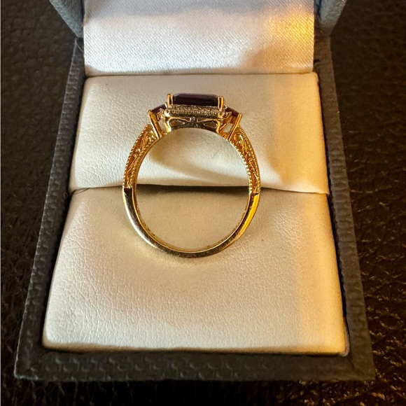 Park Avenue Collection(R) Rhodolite Garnet and White Diamond 14K Yellow Gold. 7. - Picture 3 of 4